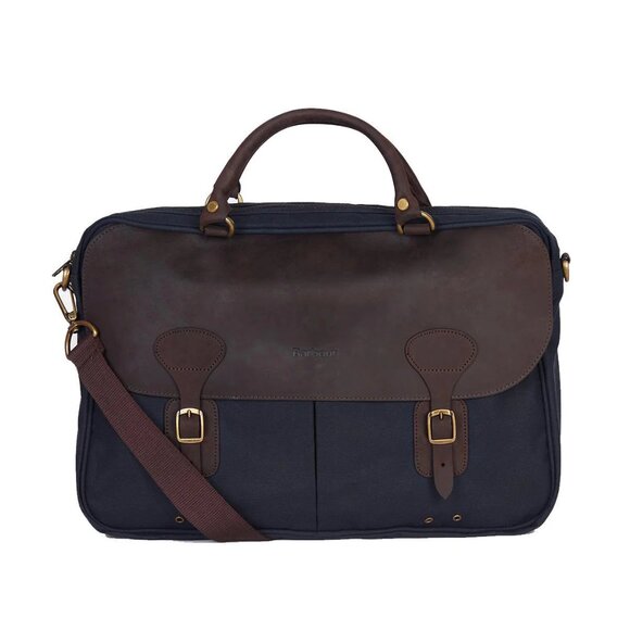 Barbour Men's Wax Leather Briefcase in Navy Blue NWOT
